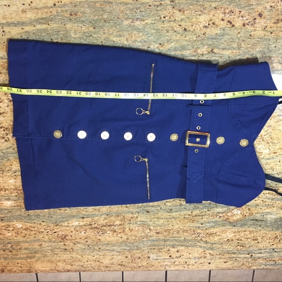 Blue Gold Button Dress - Picture 6 of 8